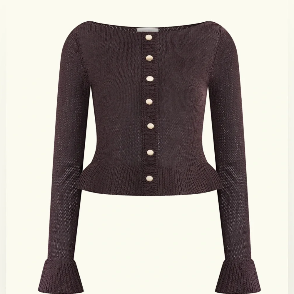Meshki Plum Button-Front Knit Cardigan Set
